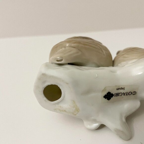 Vintage Porcelain Otagiri Japan Owls Sitting On A Tree Branch Figurine Chipped - Picture 8 of 16